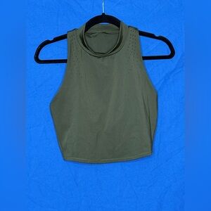 Stylish Olive Sleeveless Crop Top Sports Bra